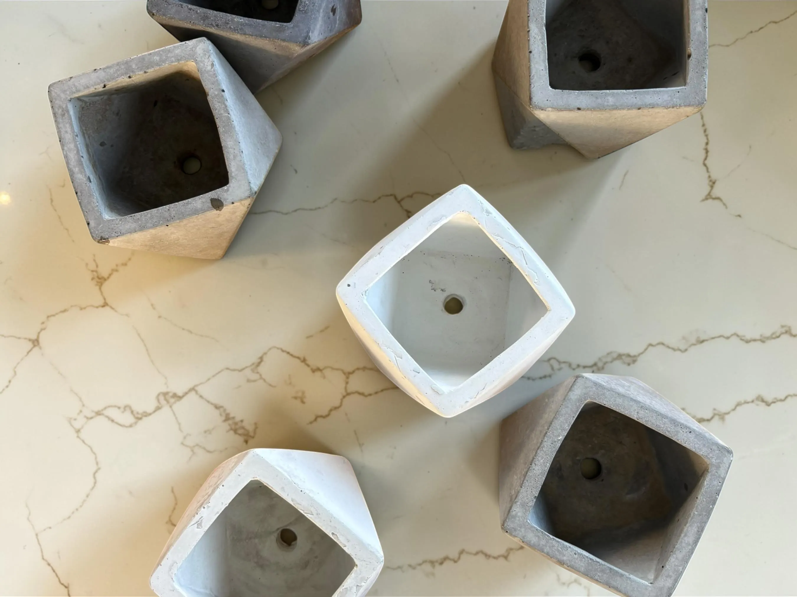 Small concrete hexagon planter, wabi sabi succulent pot and air plant holder, minimalist desk gift